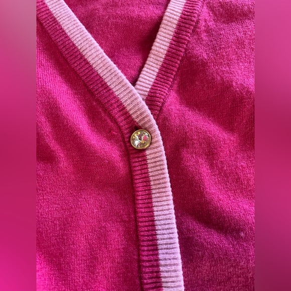 New! On 34th Fuchsia & Light Pink Lined Cardigan Sweater Crystal Buttons 2X - Picture 4 of 16
